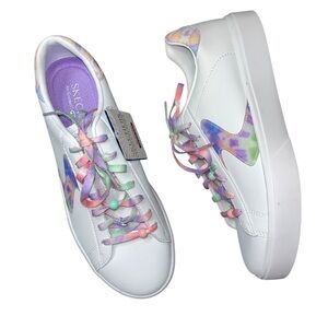 Sketchers White Purple Air Cooled Memory Foam Sneakers Women’s US 9 NWOB Court